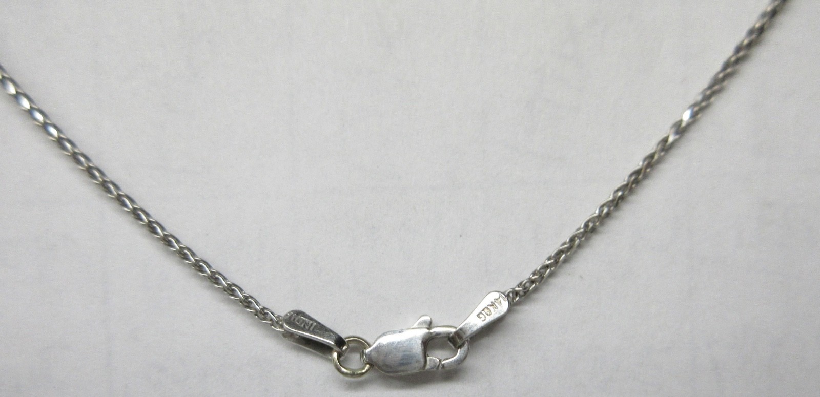 14K SOLID WHITE GOLD 20″ DIAMOND CUT WHEAT SPIGA 1.1mm NECKLACE CHAIN 3 GRAMS