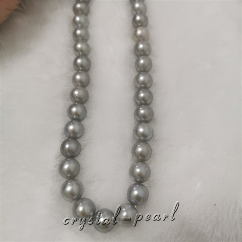 25″ 30″ GORGEOUS 9-10MM AAA+ NATURAL Gray Tahitian round PEARL NECKLACE 14K GOLD