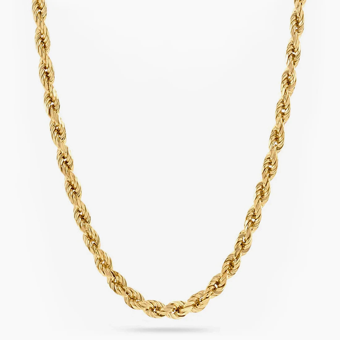 14K Yellow Gold Diamond Cut Rope Chain Necklace 4mm – Unisex REAL 14K