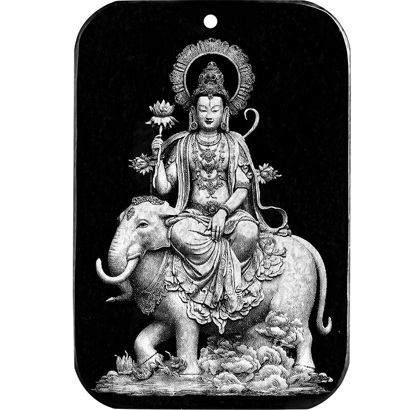 Natural Hotan Black Dark Jade Shadow Carving Zodiac Buddha Pendant Male Female