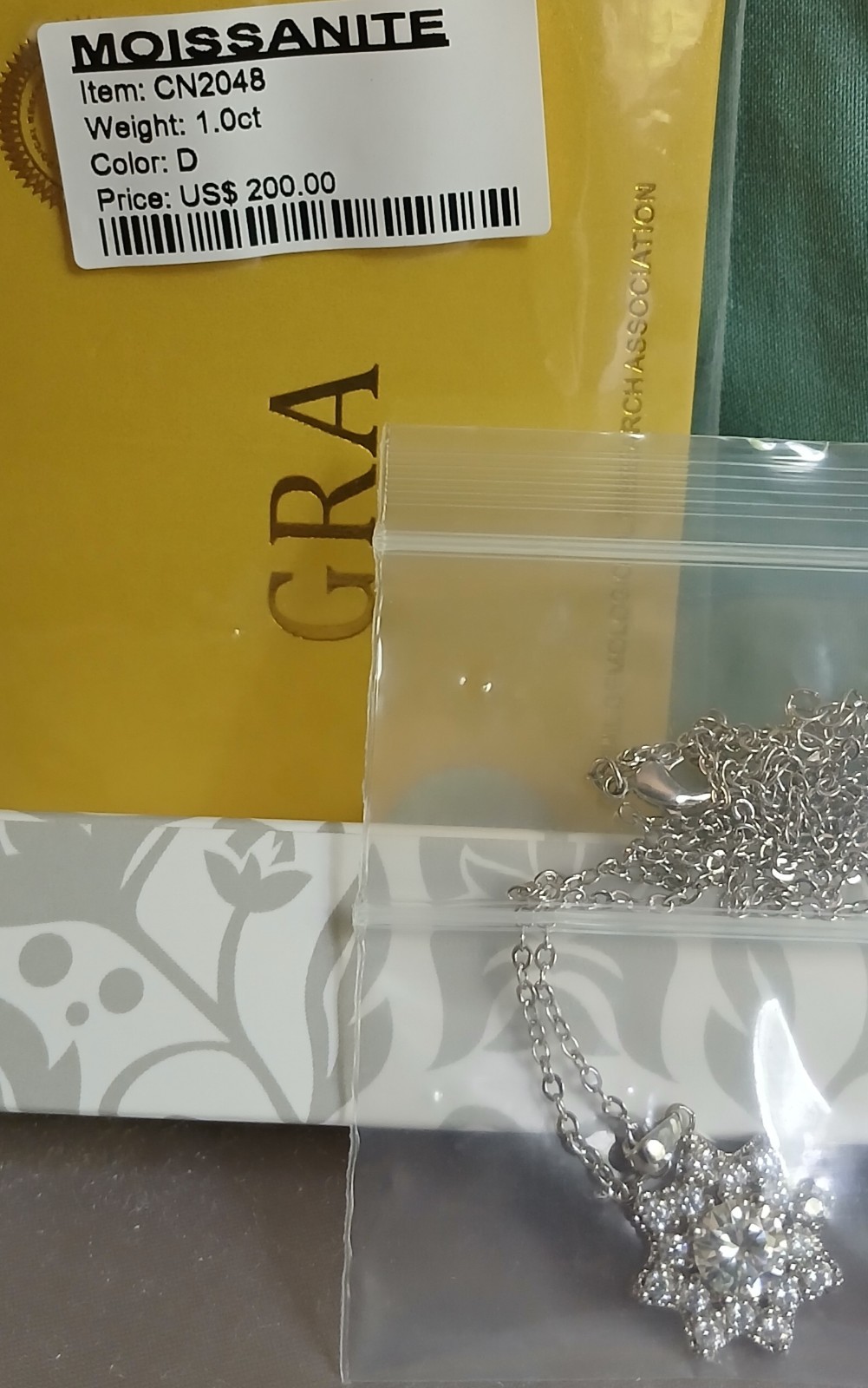 Real Moissanite Necklace Pendant, Certified 1.0CT. Tested GRA certificate Incl.