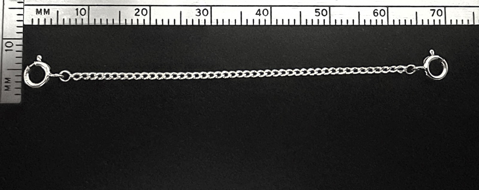 14k 1.4mm Curb White Gold 2.25″ Chain Extender Safety double 4.5mm spring ring