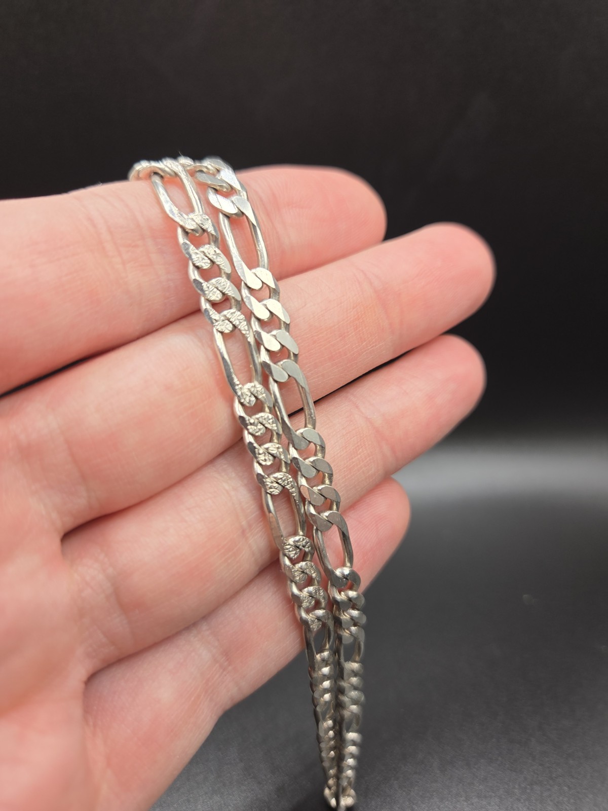 925 Italy Sterling Silver Figaro Chain Link Necklace 16.5″