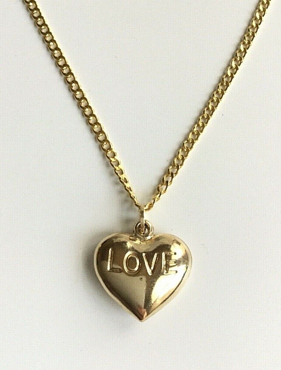 14K REAL GOLD HEART LOVE NECKLACE 20″/14K ORO CADENA DE CORAZON AMOR 20″ – N41