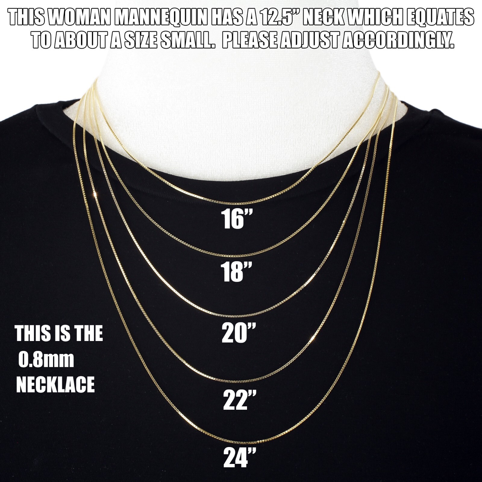Guaranteed 10K or 14K Gold Box Chain Necklace Two Sizes – All Lengths