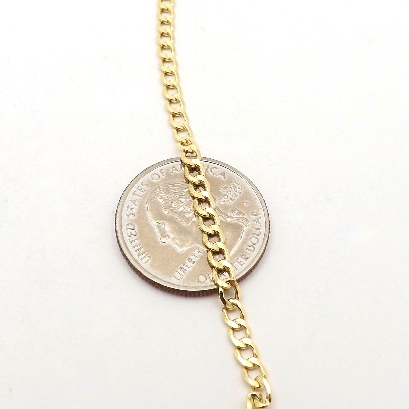 Solid 10k Gold Cuban Curb Link Pendant Chain Necklace 3.4mm 18in New