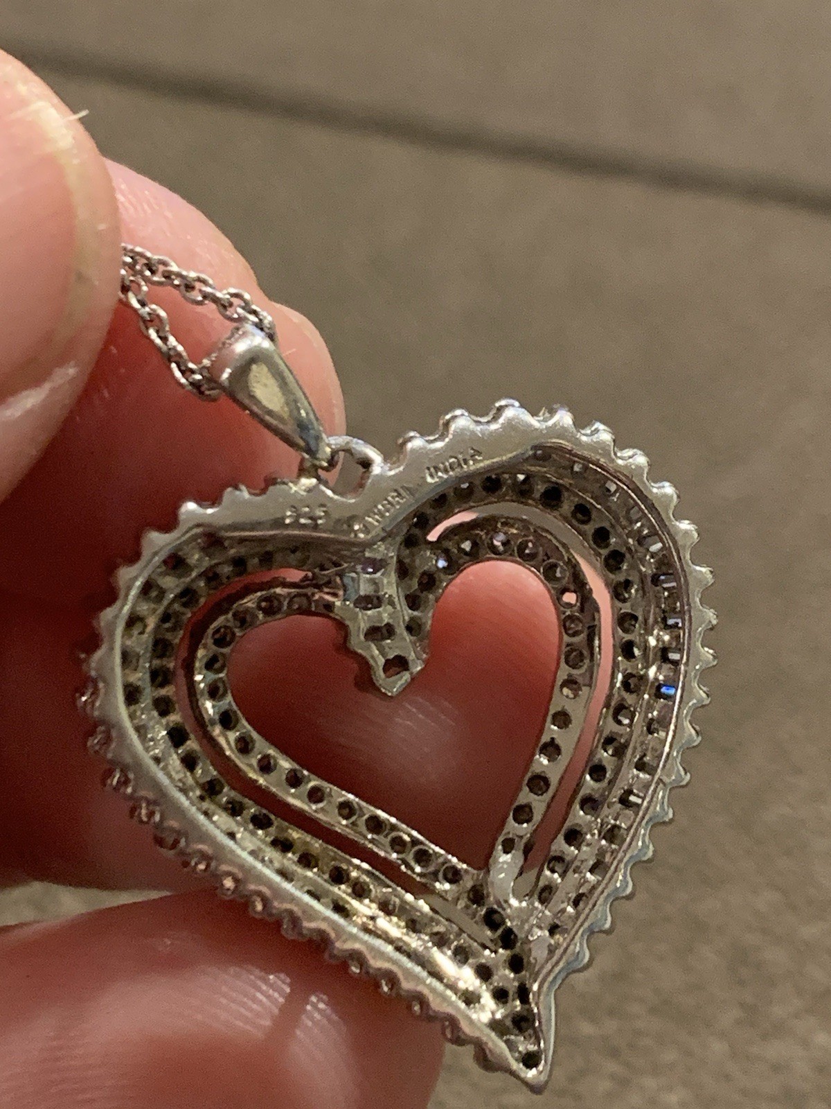 Sterling Silver Diamond Heart Pendant Necklace – Valentines Day- JWBR India