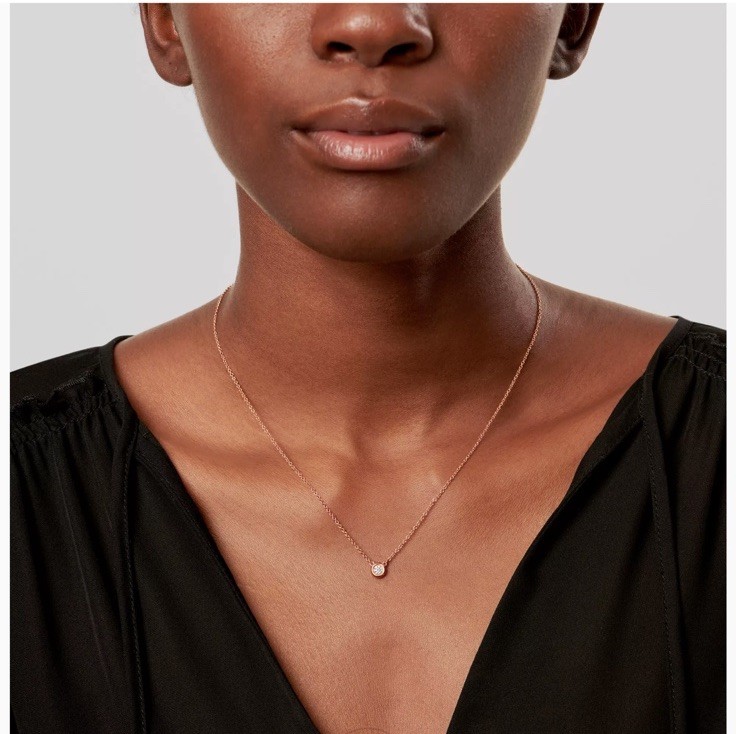 Tiffany and Co Elsa Peretti Rose Gold Single Diamond Necklace