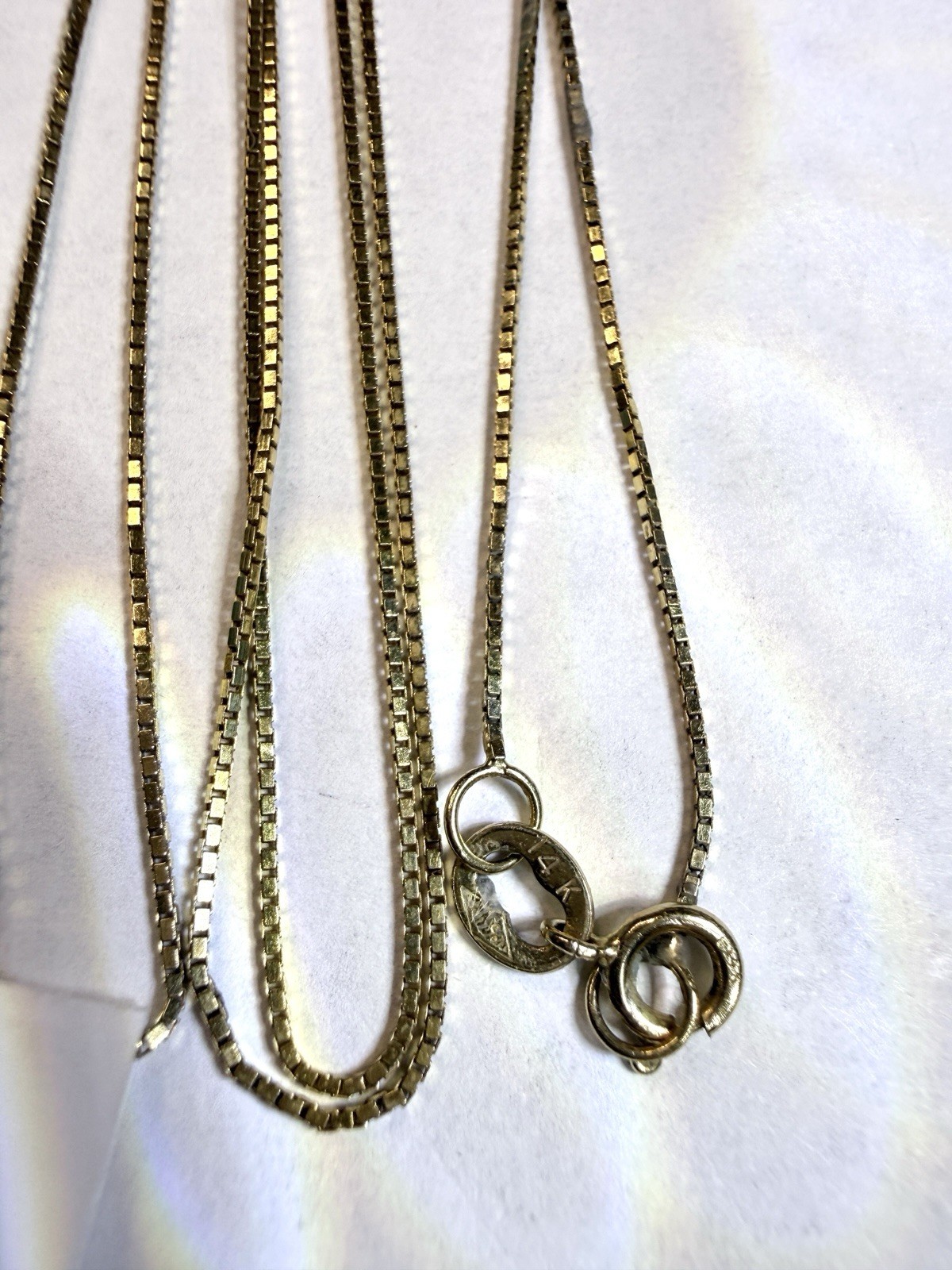 14k Gold Chain Necklace 24 Inch Solid Gold BOX Chain Estate Jewelry 1.70g