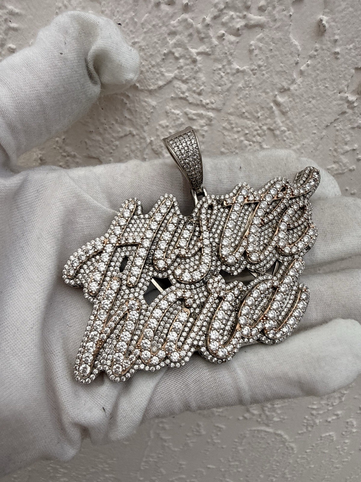 925 Sterling Silver Custom Name Pendant Iced Out CZ Hip Hop Large Charm