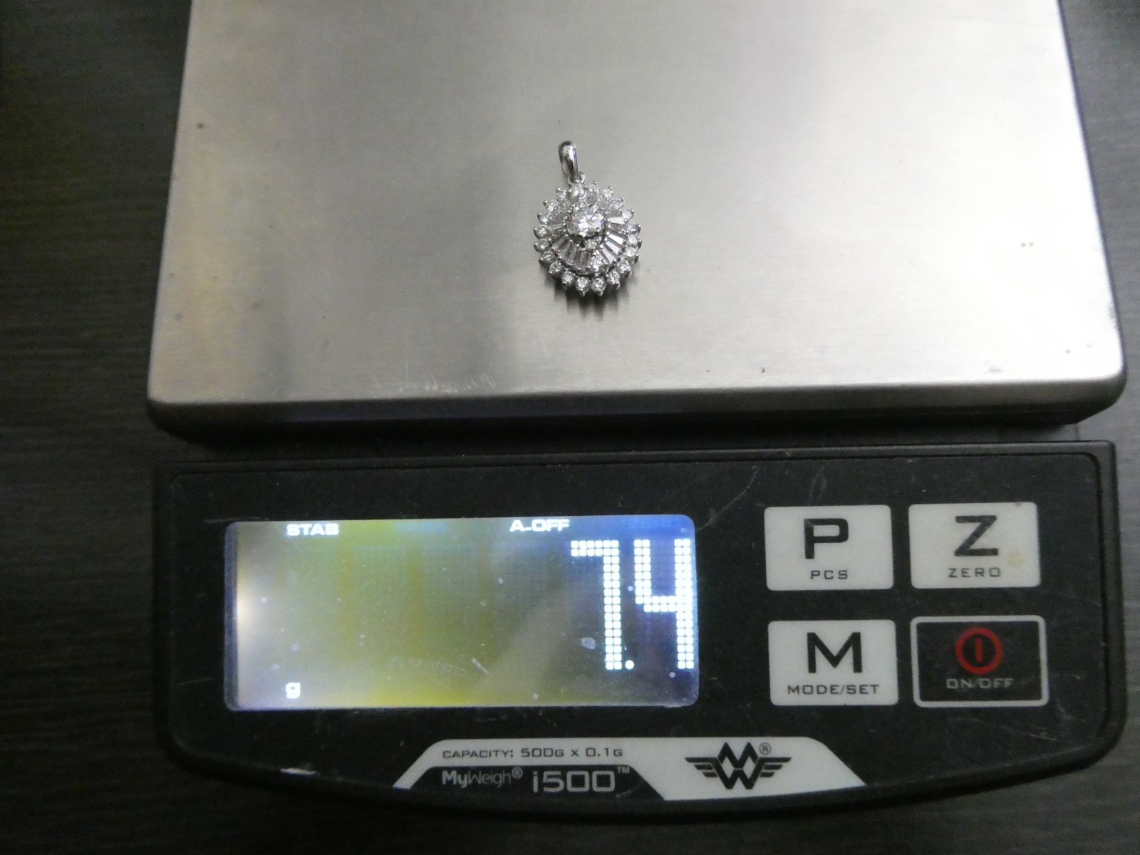 Pt900 Platinum 1.65ctw Diamond Ballerina Cluster Pendant Vintage Retro 7.4g