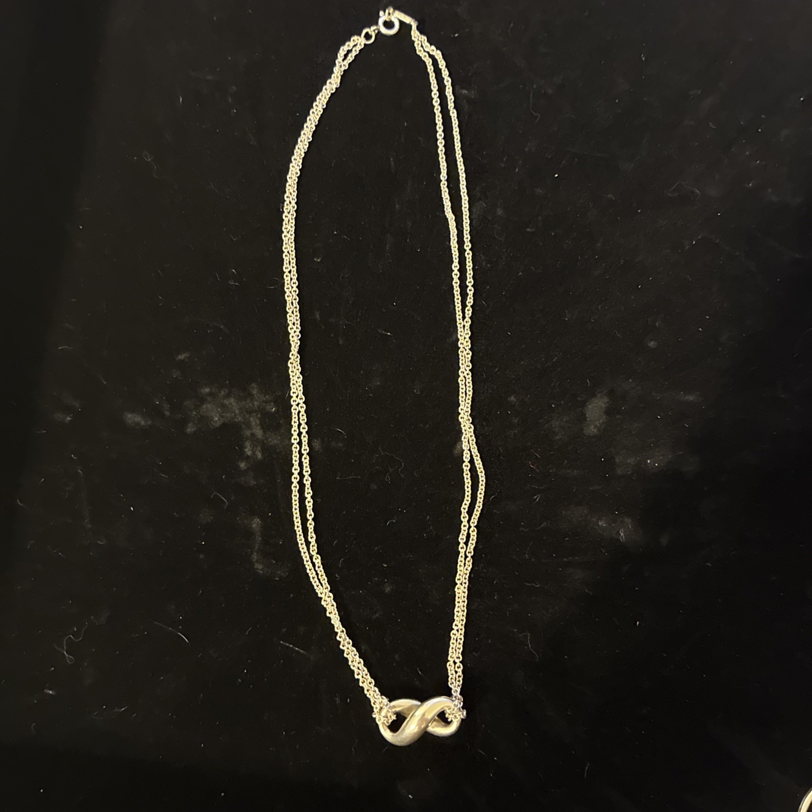 Tiffany & Co. Infinity Double Chain Necklace Sterling Silver 16″