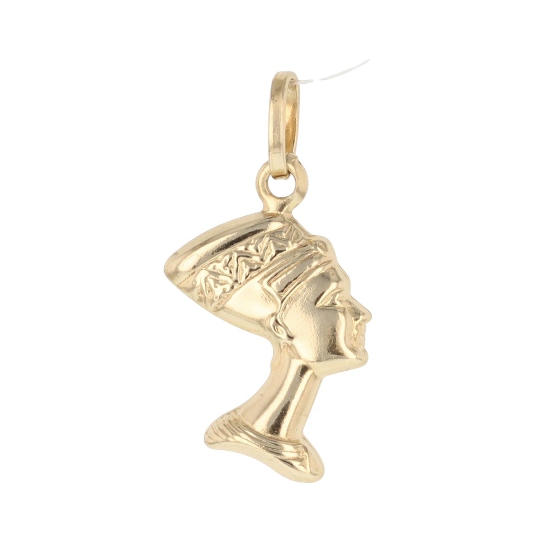 1″ Nefertiti Egyptian Queen Pendant without Chain 14k Yellow Gold 1.29 Grams