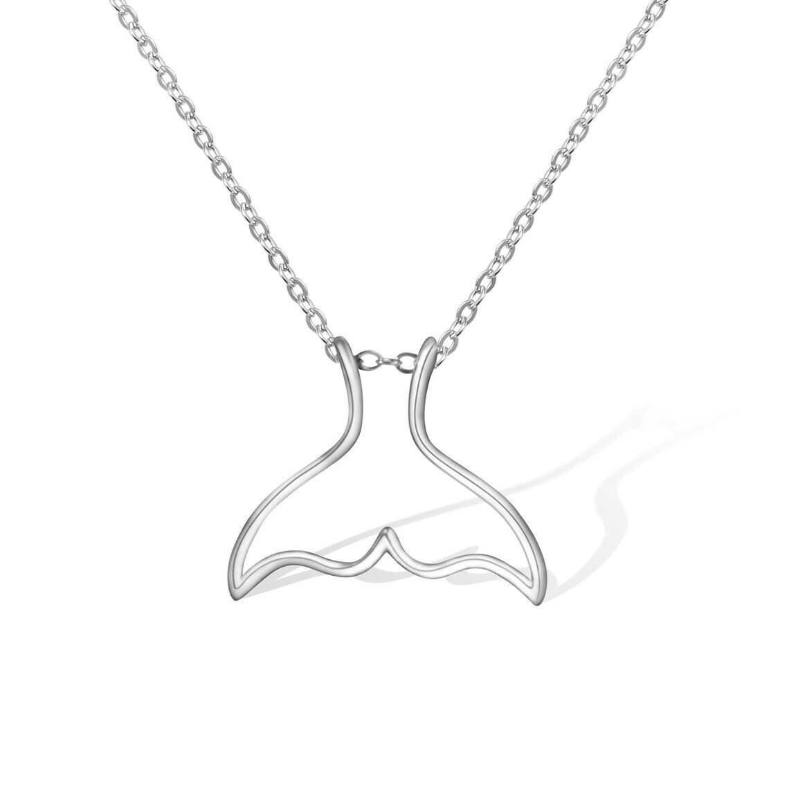 Rose Gold Whale Tail Pendant Necklace Ocean Inspired Minimalist Marine Jewelry