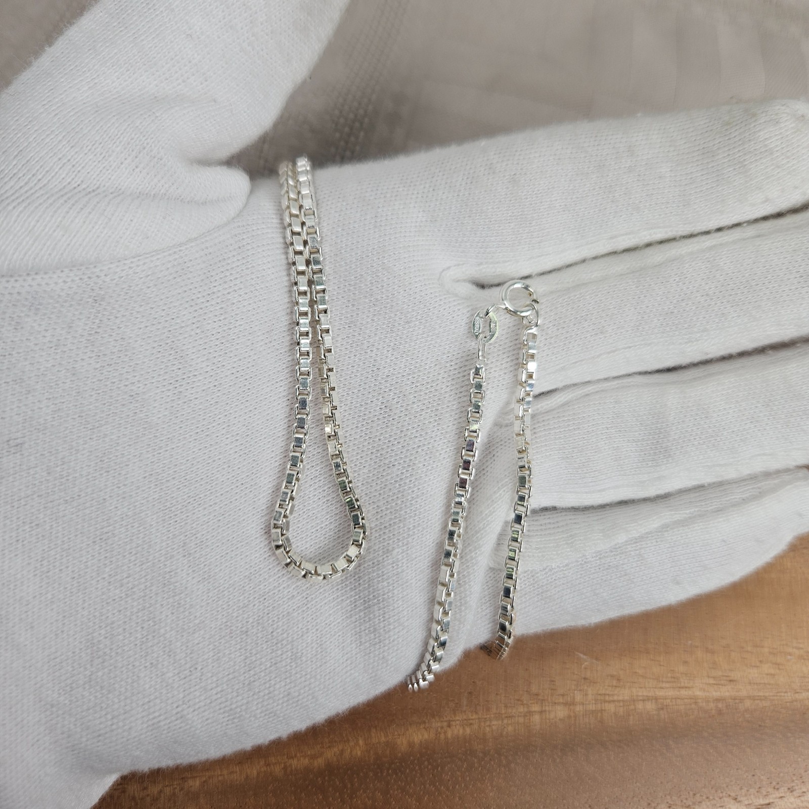 Vintage Sterling Silver AGI Italy 925 Square Box Chain 20″ Necklace Spring Ring