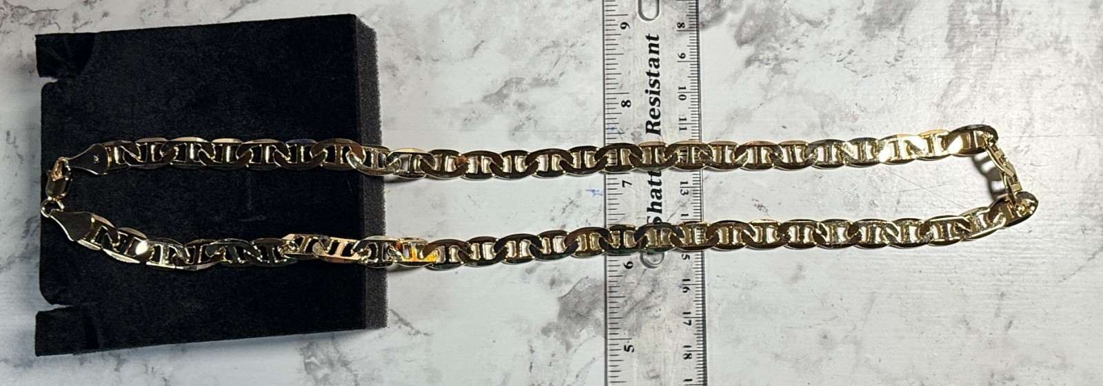 Men/Women 24.5” 14k stamped 9.1mm Gold Filled Mariner Chain Necklace 49.61 g