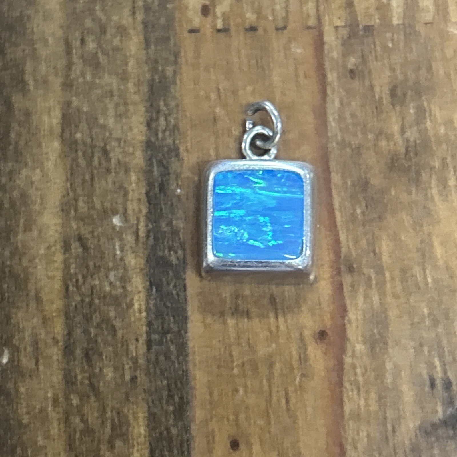 Mexican 950 Silver Blue Opal Pendant 1.53 Grams