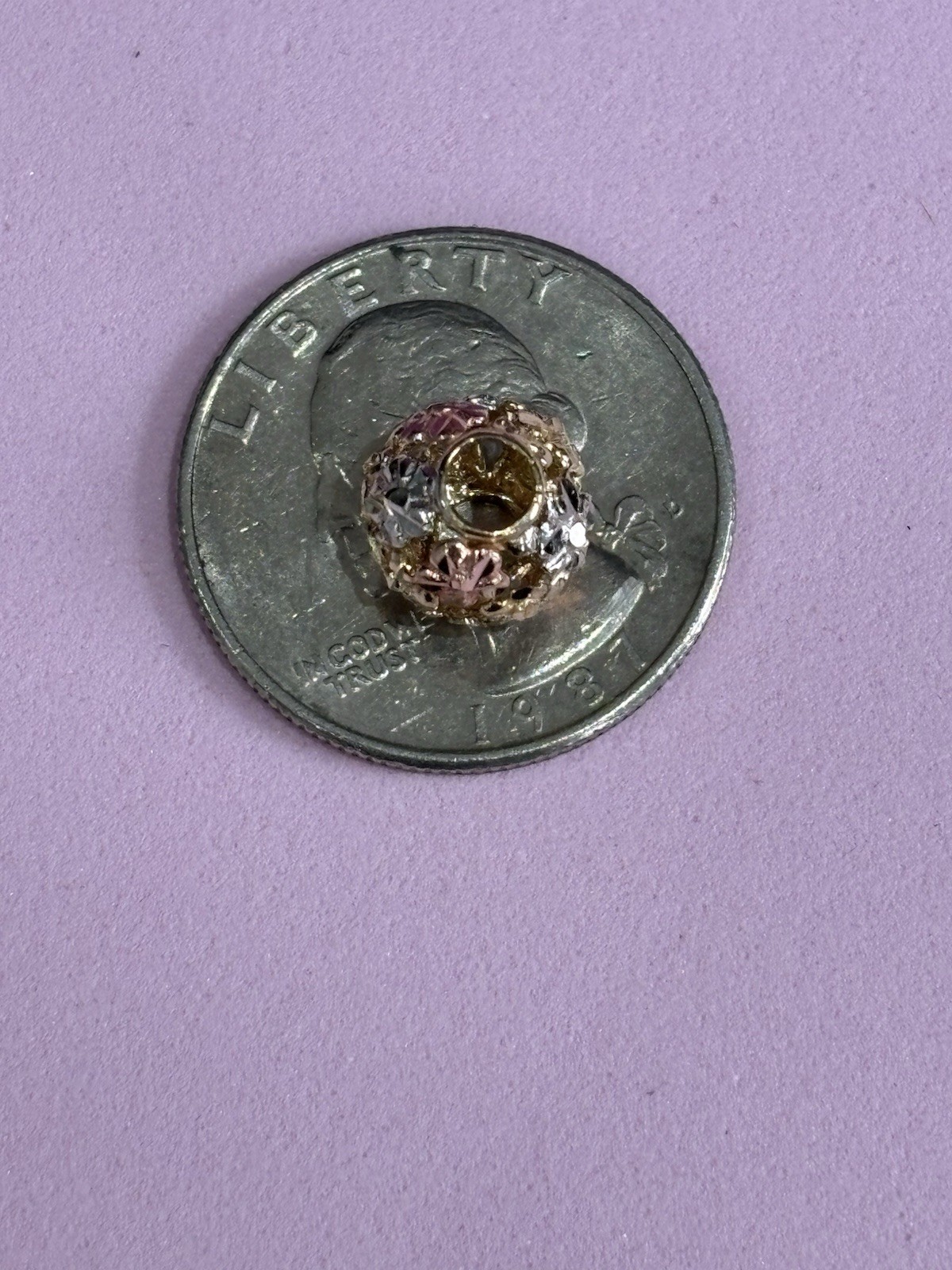 10k Gold Tri-Color Ball Flower Charm