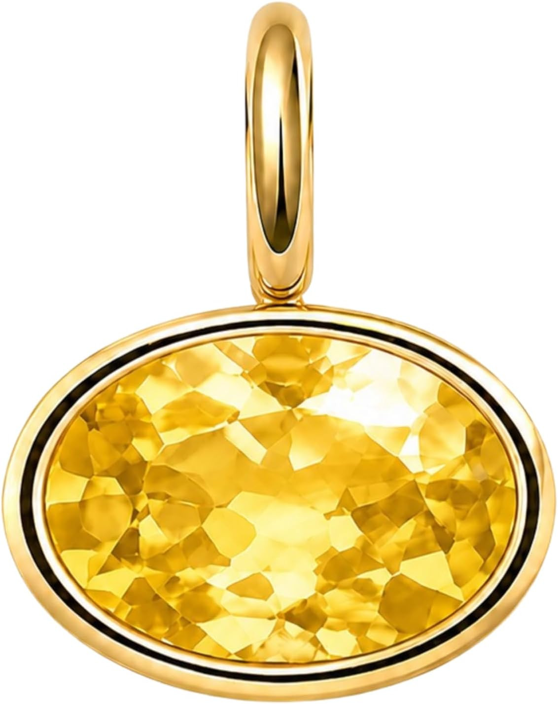 18K Gold Oval Bezel Collar Charm Necklace and Charms | Choker Pendant Necklace &