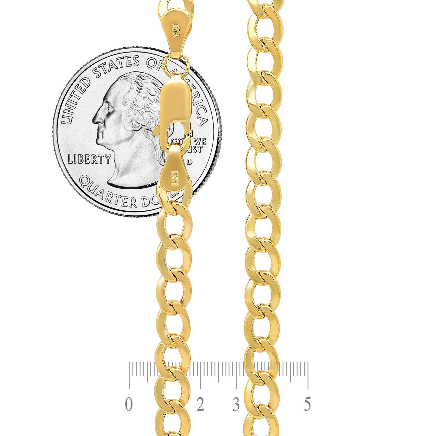 Real 14k Yellow Gold Cuban Link Curb Chain Pendant Necklace Size 16″-30″ Hollow