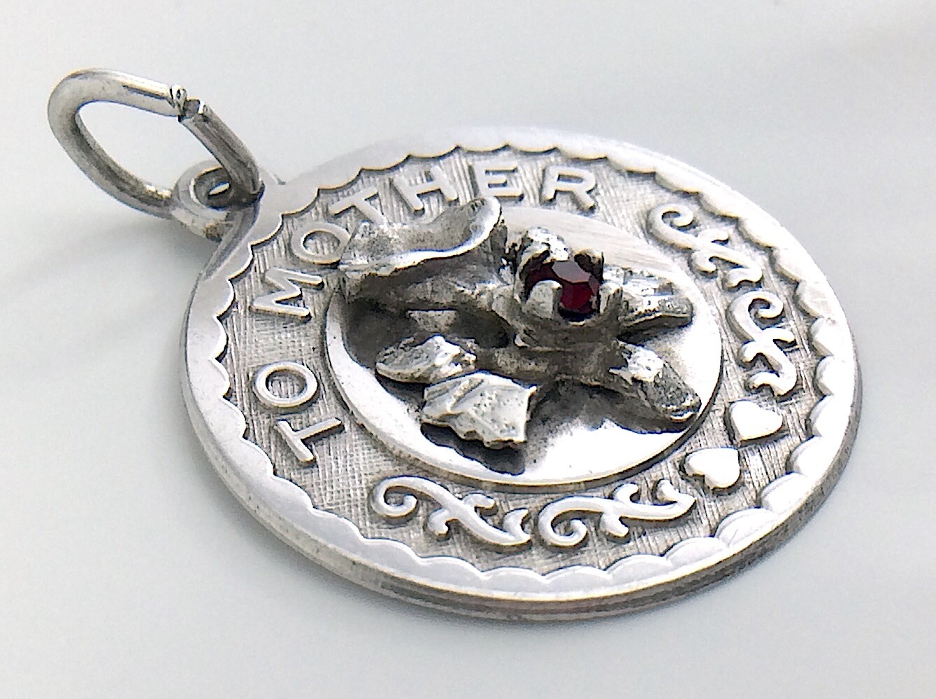 Gift To Mother Mom Flower Sterling Silver Pendant Charm 2.2g 0.75in I968