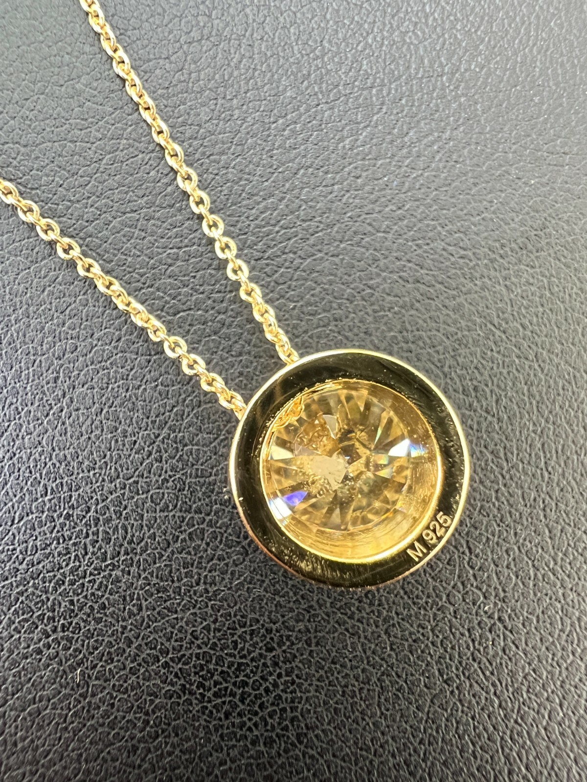 14k Gold Plated Moissanite Solitaire Pendant Necklace GRA Passes Diamond Tester