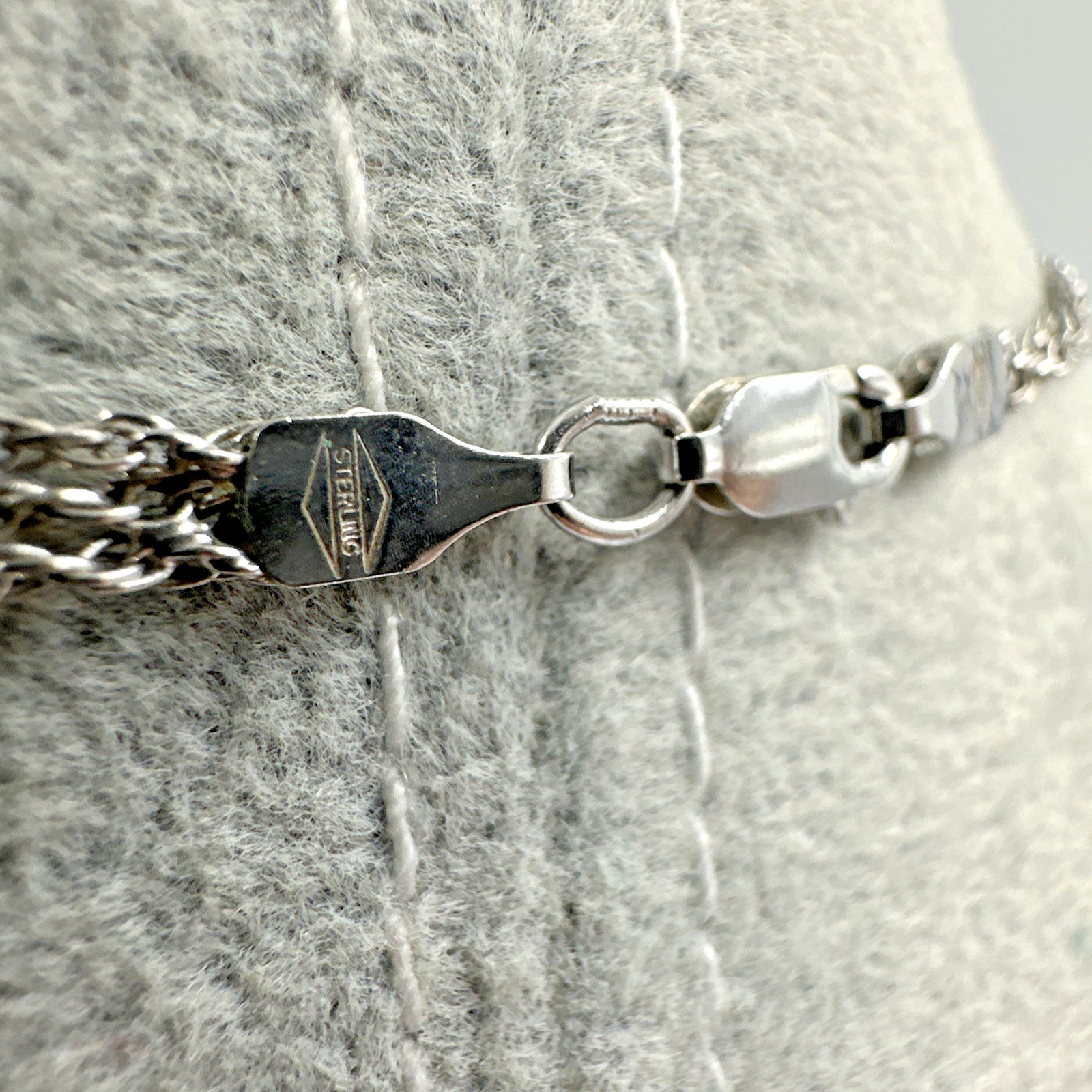 Vtg Sterling Silver 925 Three Strand Layered Cable Chain 16” 4.96g Lobster Clasp