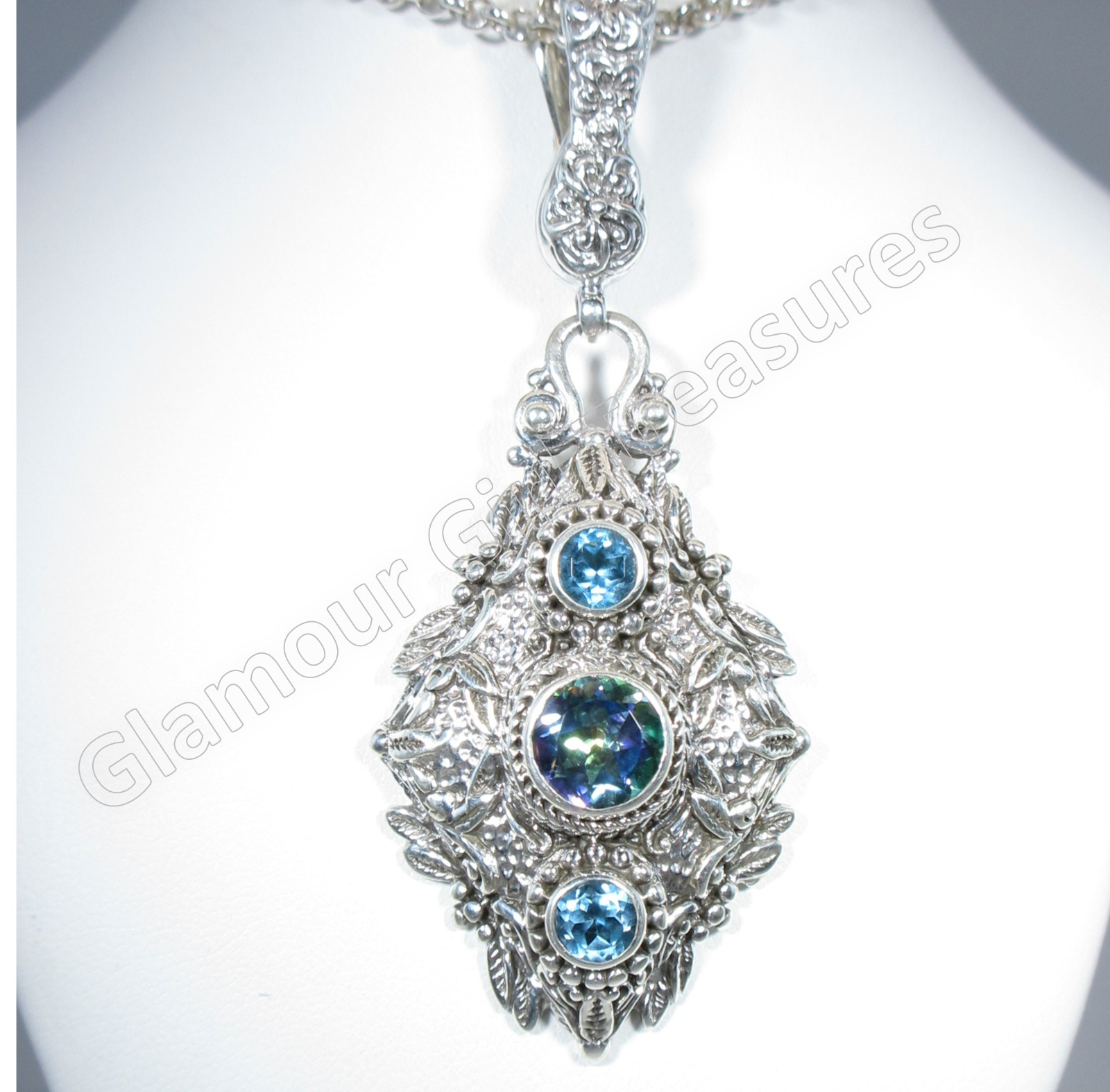 Sarda Sterling Silver & Unicorn Dreams Mystic Topaz & Swiss Blue Topaz Pendant