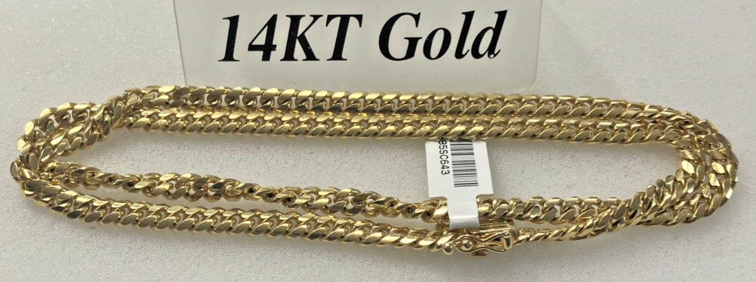 14kt Real Gold Solid Cuban Chain 64.25grams 5.85mm 24.25” M Brand New w/Tag 14K