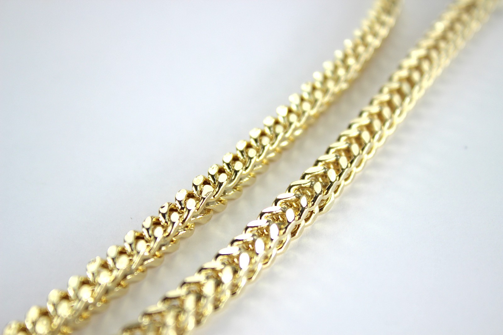 10K Hollow Yellow Gold Franco Box Link Chain Necklace Men Women 1.5mm~5mm 16-40″