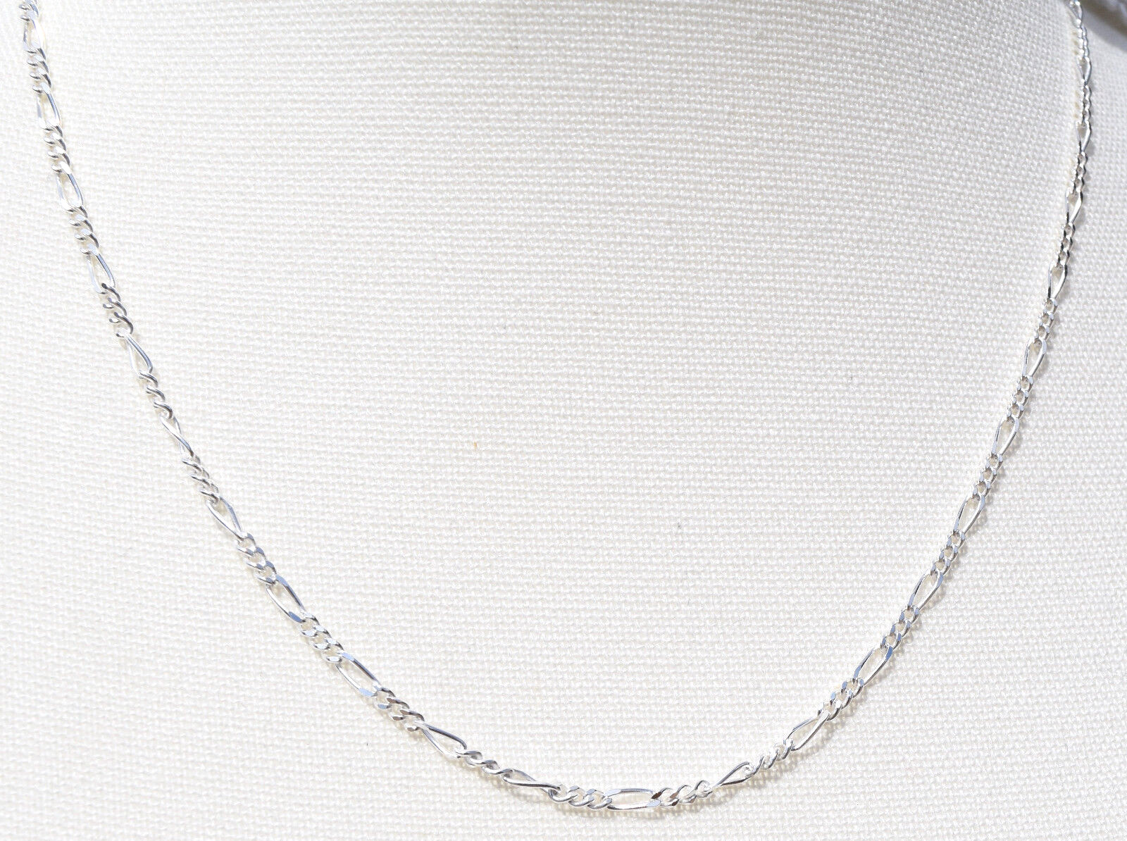 Figaro 3 + 1 Chain Italian 925 Sterling Silver 2.1mm Chain 18″ Spring Ring Clasp