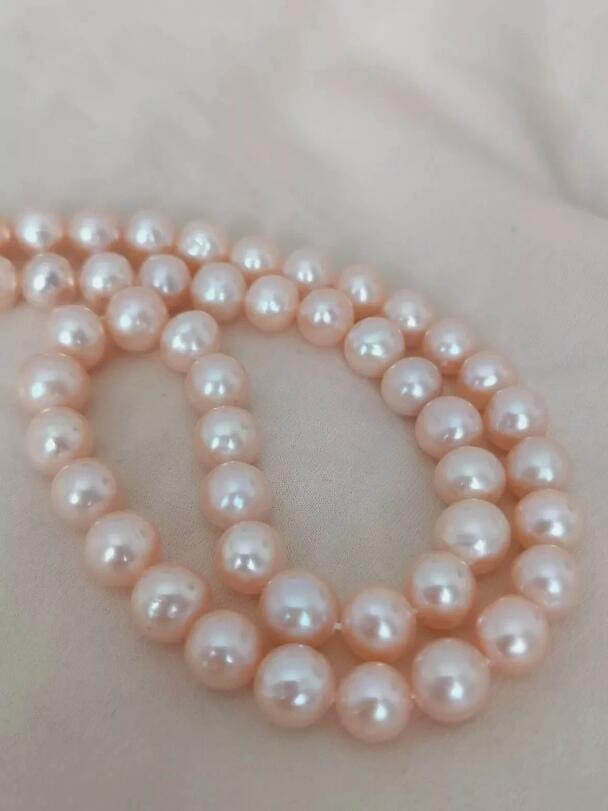 Authentic photo 18 inch AAAA Japan Akoya 8mm pink pearl necklace 14K gold clasp