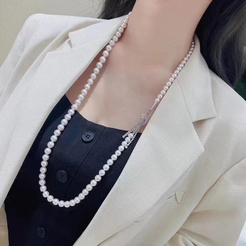 25″ NATURAL ROUND AAAA 8-9MM SOUTH SEA WHITE PEARL NECKLACE 925s