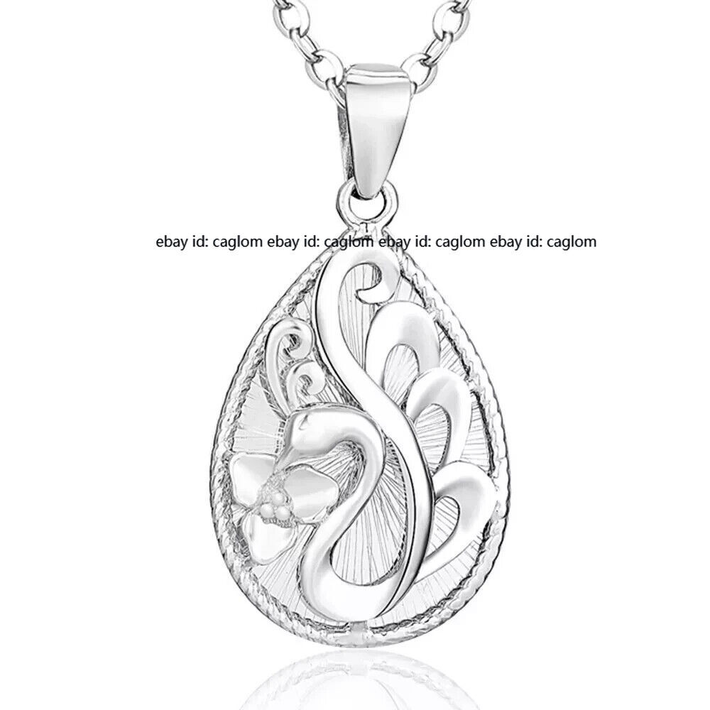 New Platinum 950 Peacock Carved Drop Pendant For Women Pt950 4.9-5g