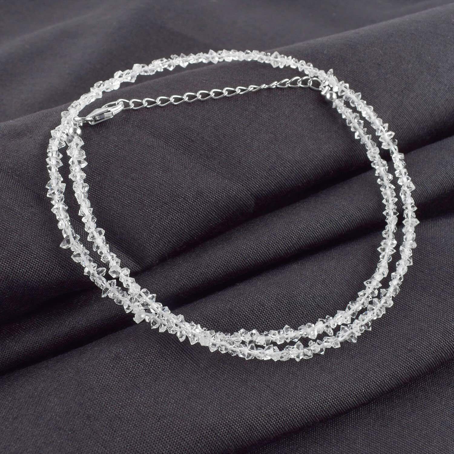 925 Sterling Silver Natural Herkimar Diamond Necklace 18 Inches Necklace b-02
