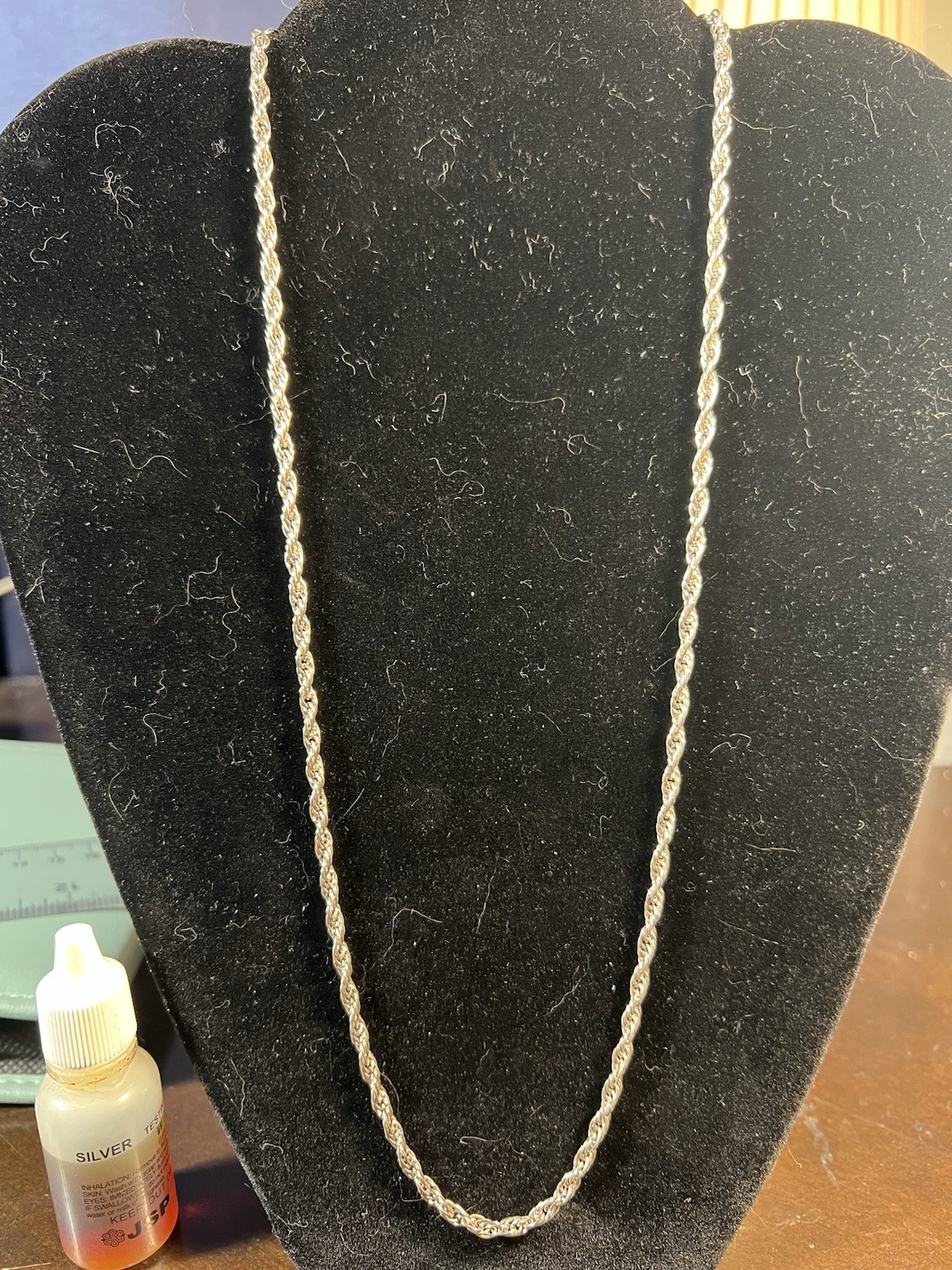 24” 925 3mm Sterling Loose Rope Chain. Italy. Very Good Condition.