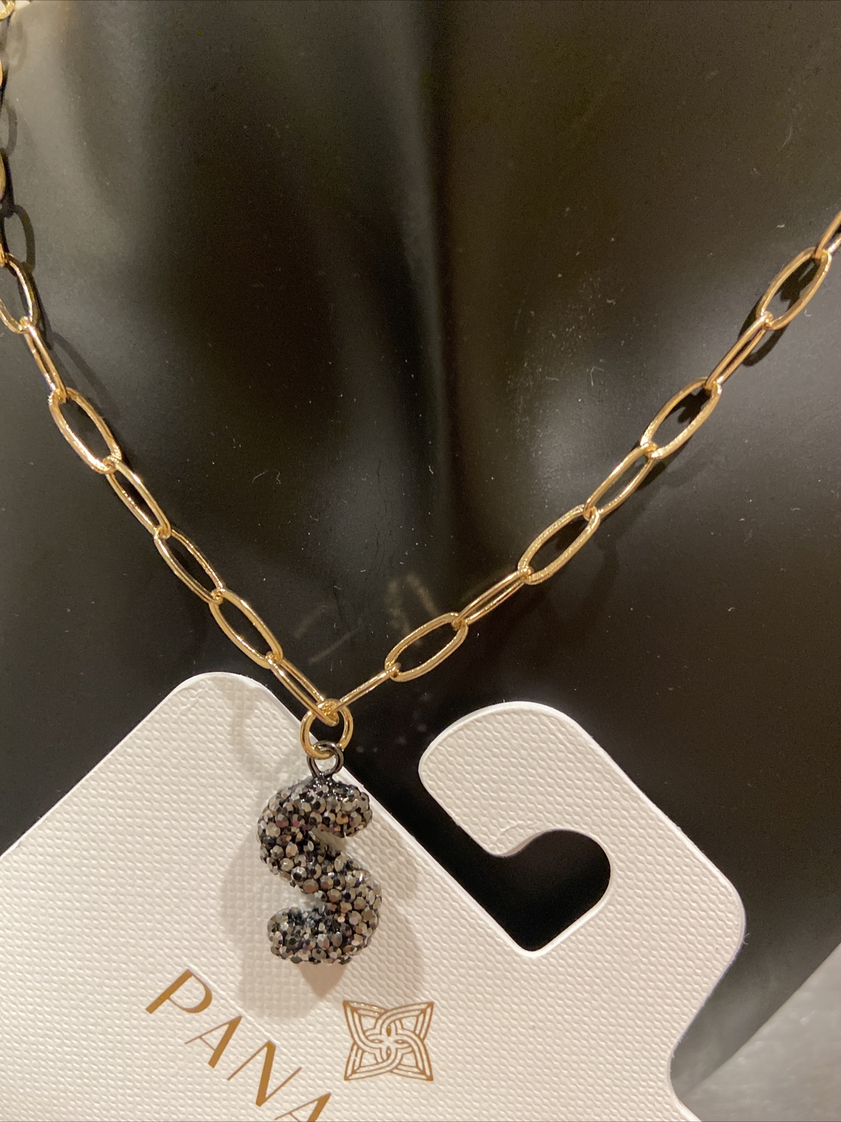 PANACEA 14K Gold Plated Paper Clip Chain Luxe Initial Necklace Letter S