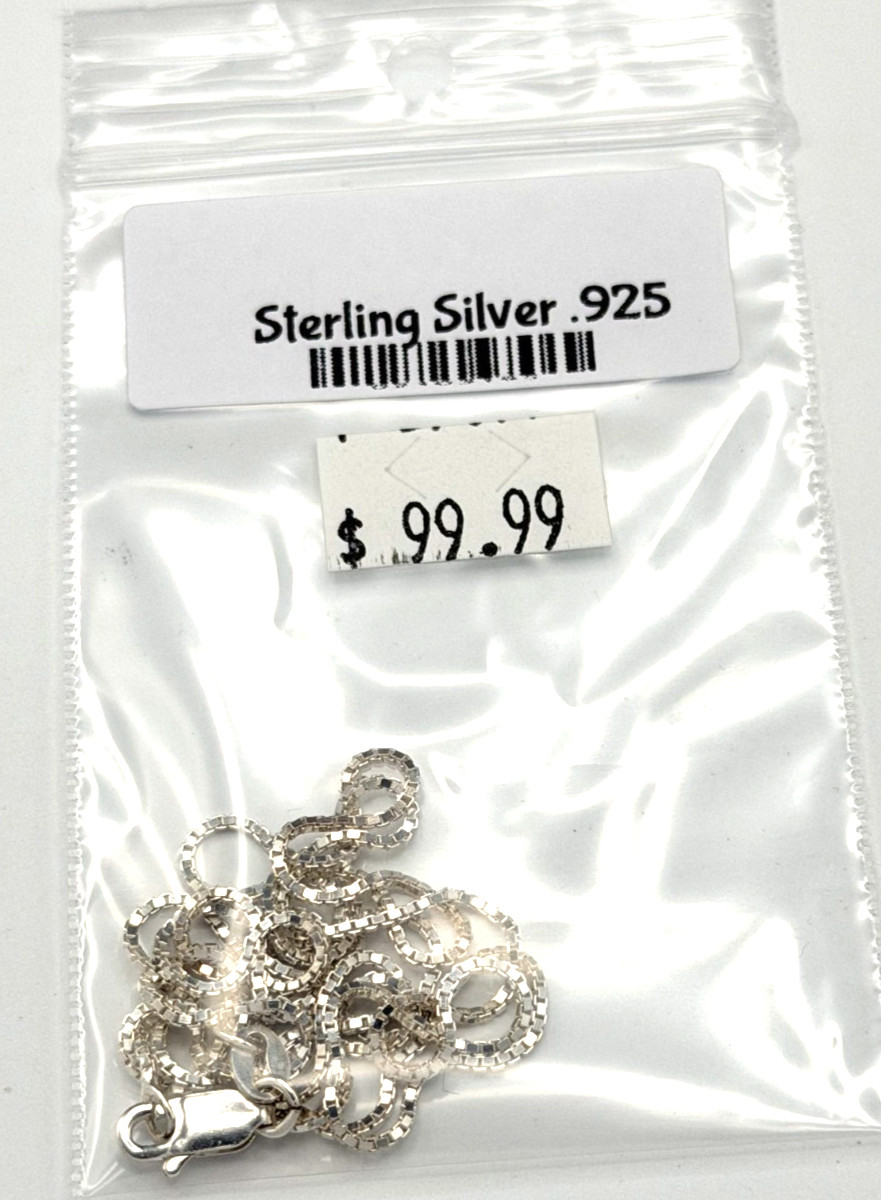 AGI Italy 925 Sterling Silver Box Chain Necklace 24″ 1mm Lobster Clasp 3.7g