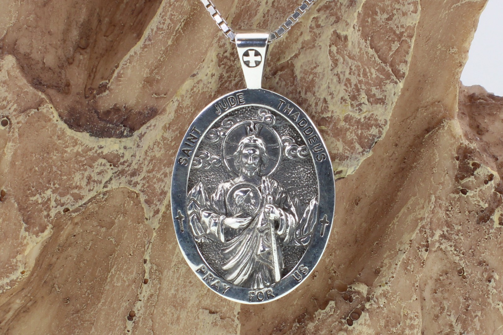 925 Sterling Silver Two-Sided Saint Jude Necklace