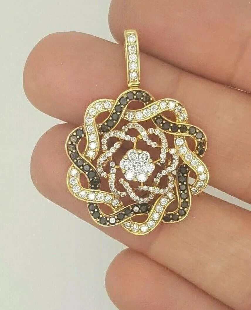 2.00Ct Lab Created Brown/White Diamond Pendant Gift For He 14K Gold Plated