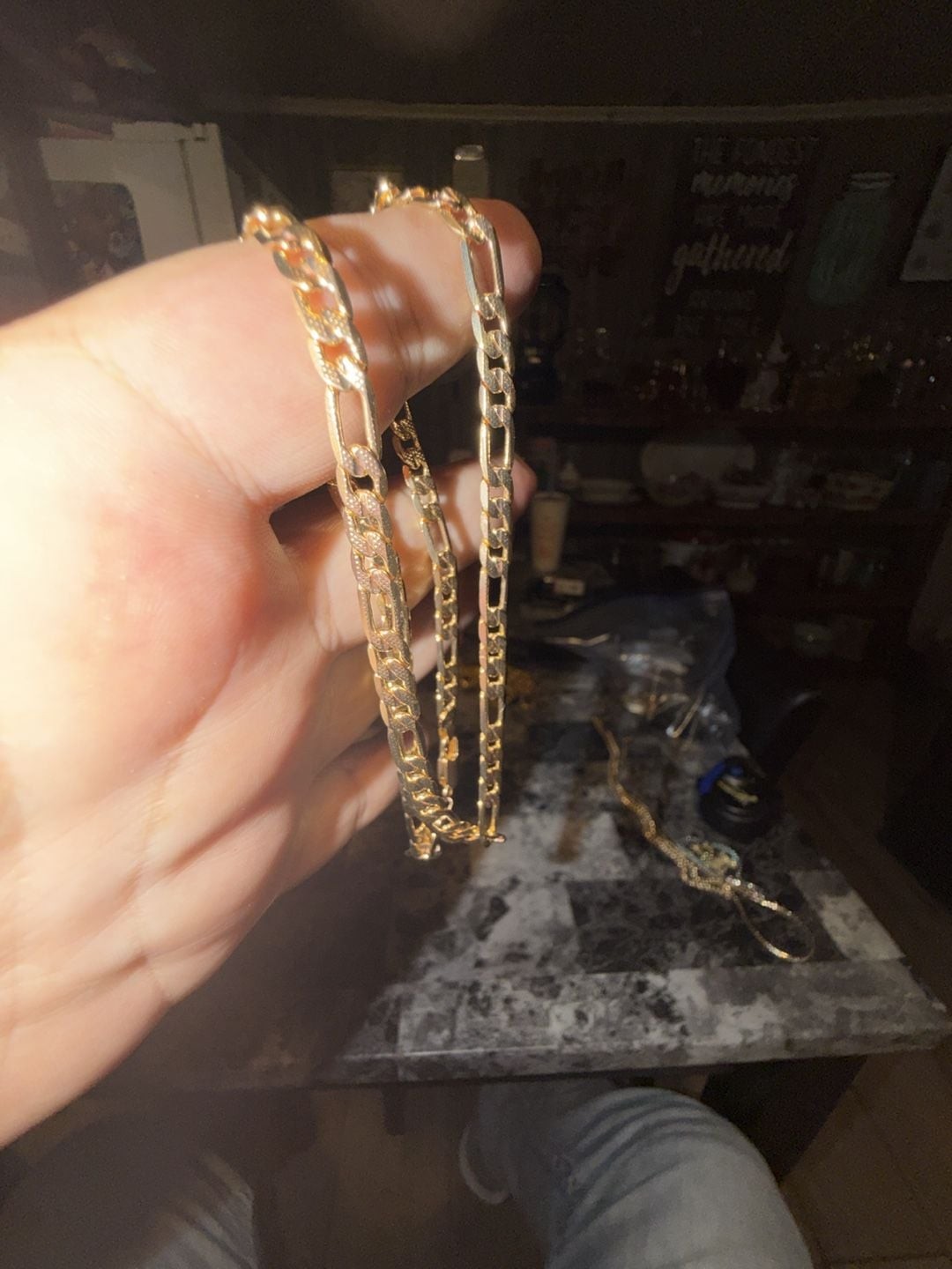 18K Gold Layered Figaro Chain Necklace 18 inch excellent
