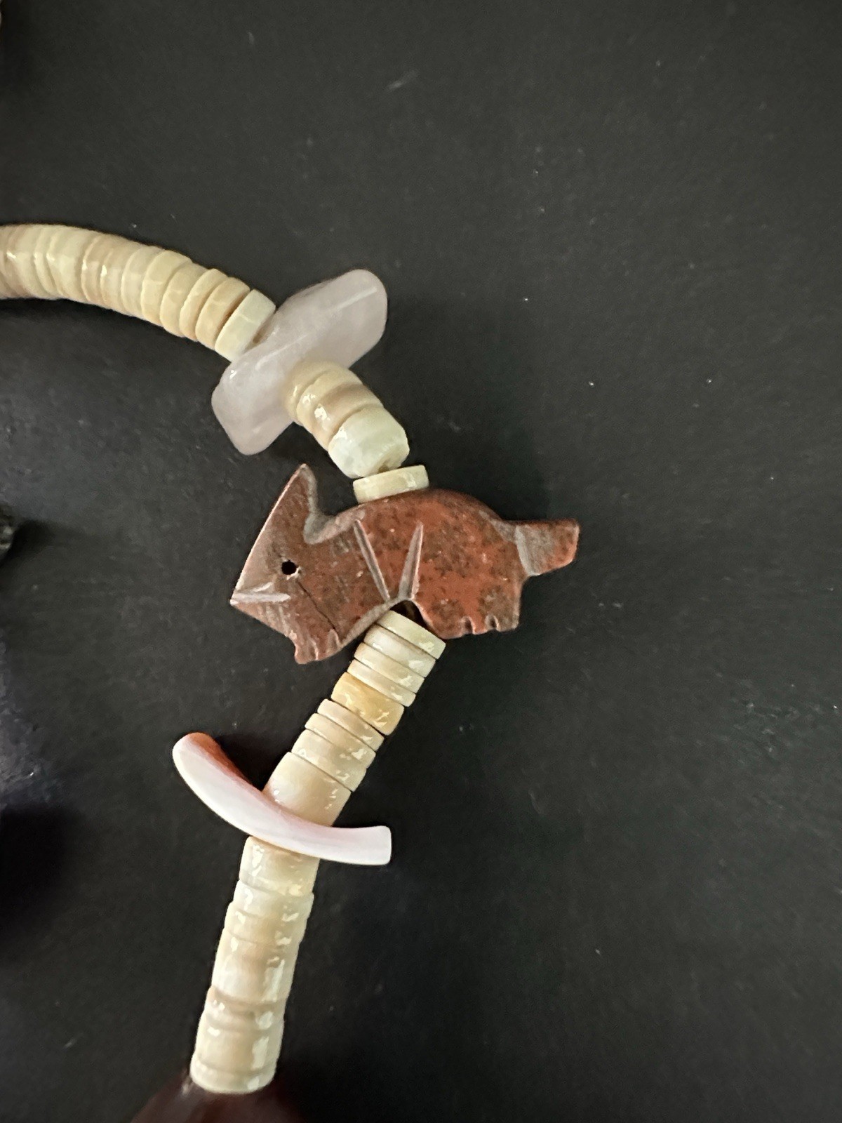 Natural Stone Fetish Style Necklace Carved Animals 2 Strand