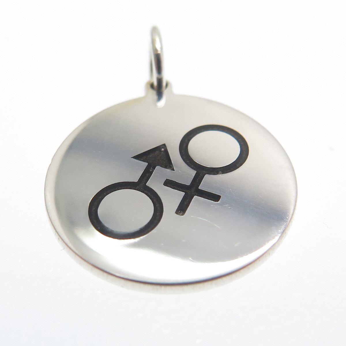 925 Sterling Silver Black Enamel Male & Female Sign Minimalist Charm Pendant