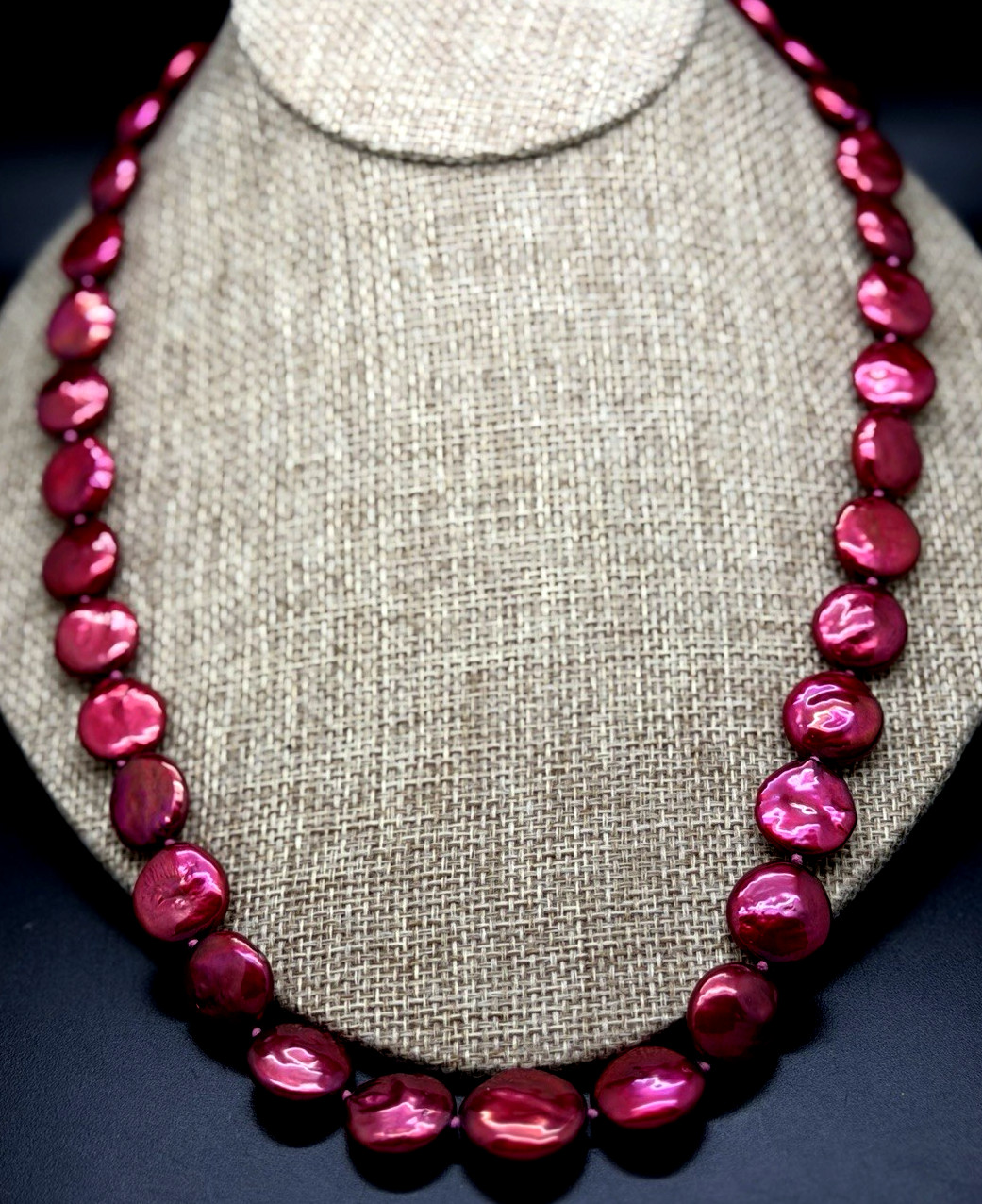 Honora CHERRY RED 14MM COIN PEARL 22″ NECKLACE NEW IN POUCH