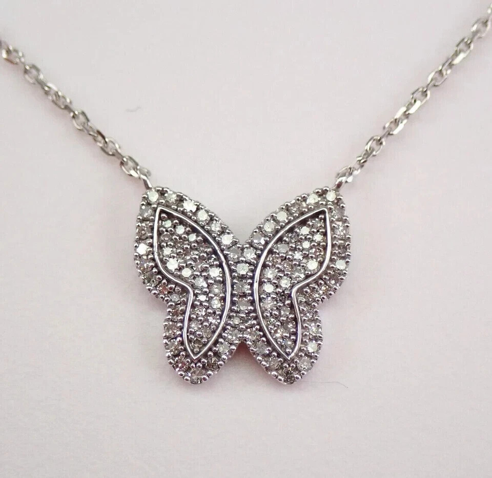 2.00Ct Lab Created Diamond Round Butterfly Cluster Pendant 14K White Gold Plated