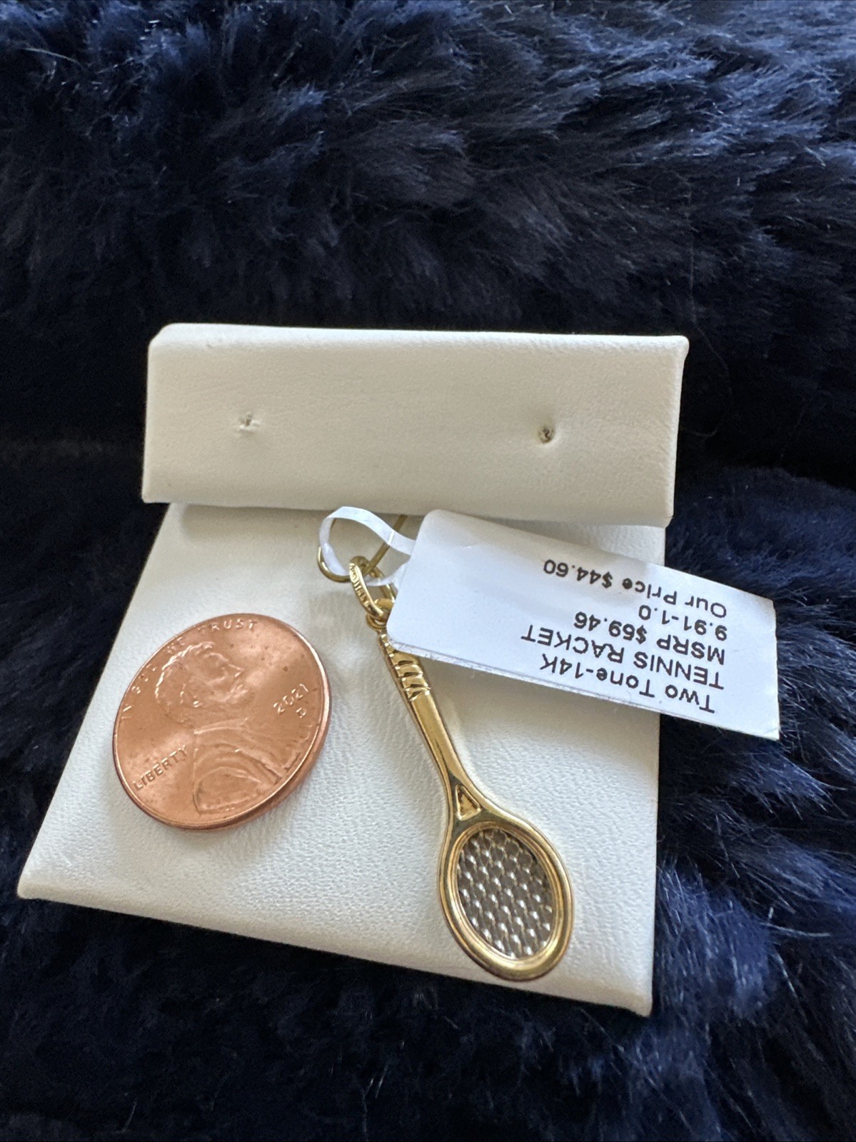 Two Tone 14k Tennis Racket Pendant 9.91-1.0 Weight Is 1.0 Grams