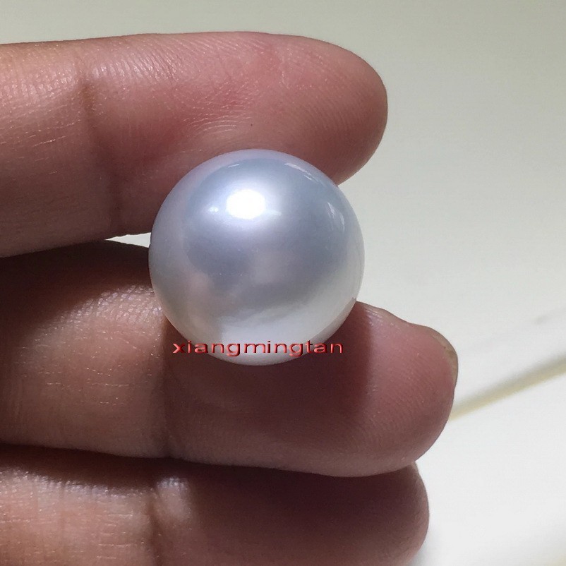 Collectibles rare real NATURAL perfect round WHITE 18-19MM LOOSE SOUTH SEA PEARL