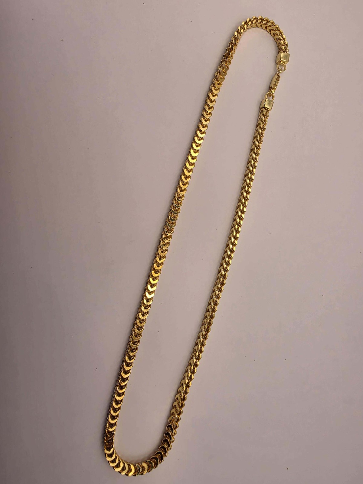 18K Gold Plated Franco Chain Necklace, Sterling Silver, 19″ 3.74mm, Mens Gold Ch