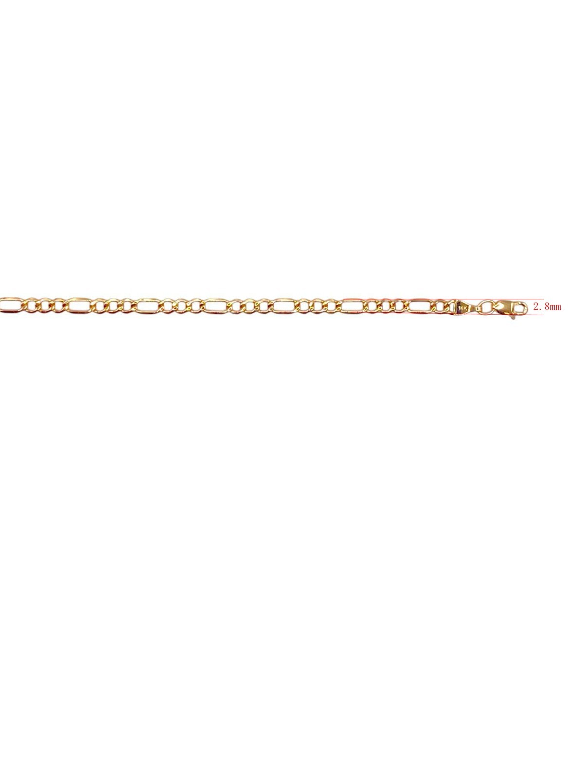 14 Karat Yellow Gold 2.80mm Diamond Cut Classic Figaro Chain – 10 Inches