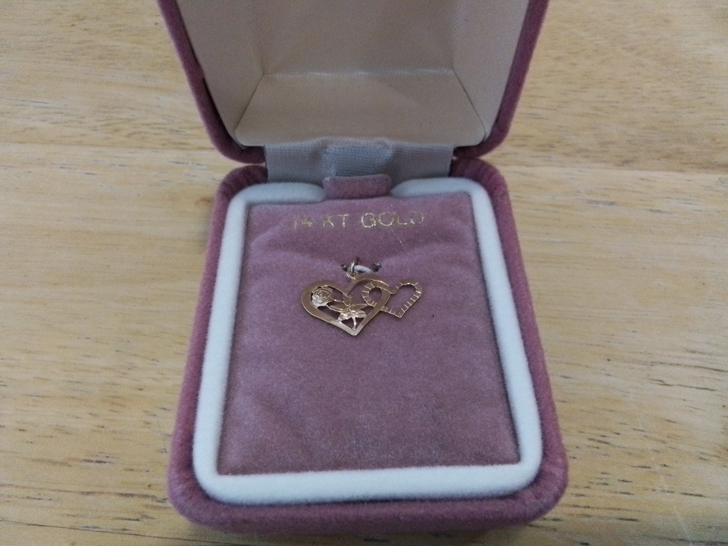 14 Kt Gold Double Hearts With Rose Charm Unbranded